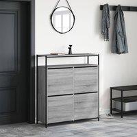 Berkfield Home Shoe Cabinet with 4 Flip-Drawers Grey Sonoma 100x34x112 cm | Size: 100 x 34 x 112 cm