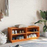 Berkfield Home Shoe Cabinet Wax Brown 110x34x45 cm Solid Wood Pine | Size: 110 x 34 x 45 cm