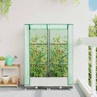 Berkfield Home Raised Bed with Greenhouse Cover Rattan Look 80x40x123 cm in White | Size: 80 x 40 x 123 cm