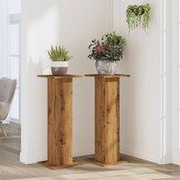 Berkfield Home Plant Stands 2 pcs Artisian Oak 30x30x80 cm Engineered Wood in Brown | Size: 30 x 30 x 80 cm