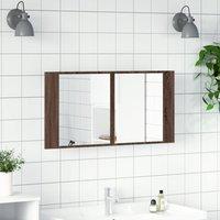 Berkfield Home LED Bathroom Mirror Cabinet Brown Oak 90x12x45 cm Acrylic | Size: 90 x 12 x 45 cm