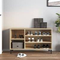 Berkfield Home Shoe Cabinet Sonoma Oak 102x36x60 cm Engineered Wood in Beige | Size: 102 x 36 x 60 cm