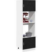 Berkfield Home Microwave Cabinet Black Oak 60x57x207 cm Engineered Wood | Size: 60 x 57 x 207 cm