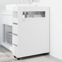Berkfield Home Narrow Bathroom Cabinet with Wheels White Engineered Wood