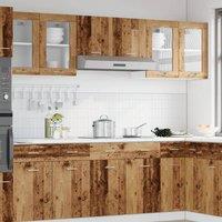 Berkfield Home Hanging Glass Cabinet Lyon Old Wood 40x31x60 cm Engineered Wood in Brown | Size: 40 x 31 x 60 cm