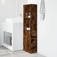 Berkfield Home Narrow Bathroom Cupboard with Wheels Smoked Oak Engineered Wood in Brown