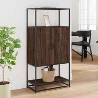 Berkfield Home Highboard Brown Oak 68x35x139 cm Engineered Wood & Metal | Size: 68 x 35 x 139 cm