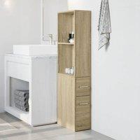 Berkfield Home Narrow Bathroom Cupboard with Wheels Sonoma Oak Engineered Wood in Light Oak