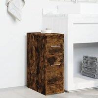 Berkfield Home Narrow Bathroom Cupboard with Wheels Smoked Oak Engineered Wood in Brown