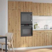 Berkfield Home Microwave Cabinet Lyon Artisan Oak 60x57x207 cm Engineered Wood in Brown | Size: 60 x 57 x 207 cm