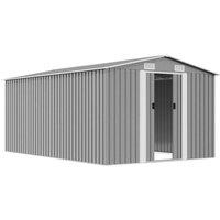 Berkfield Home Garden Shed 257x392x181 cm Metal Grey | Size: 257 x 392 x 181 cm