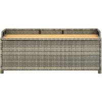 Berkfield Home Garden Storage Bench 120 cm Poly Rattan Grey
