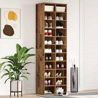 Berkfield Home Shoe Cabinet Old Wood 54x34x183 cm Engineered Wood in Brown | Size: 54 x 34 x 183 cm