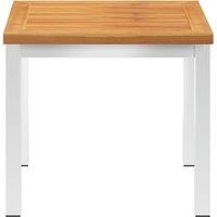 Berkfield Home Garden Side Table 45x45x38 cm Solid Acacia Wood & Stainless Steel in Brown | Size: 45 x 45 x 38 cm