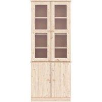 Berkfield Home Glass Display Cabinet ALTA 77x35x186.5 cm Solid Wood Pine in Light Tan