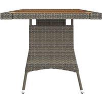 Berkfield Home Garden Table Grey 160x70x72 cm Poly Rattan & Solid Acacia Wood | Size: 160 x 70 x 72 cm