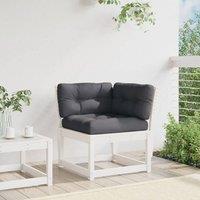 Berkfield Home Garden Sofa Corner with Cushions White 73x73x78 cm Solid Wood Pine | Size: 73 x 73 x 78 cm
