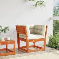 Berkfield Home Garden Sofa Armrest with Cushions Wax Brown Solid Wood Pine