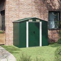 Berkfield Home Garden Storage Shed Green Metal 204x132x186 cm | Size: 204 x 132 x 186 cm