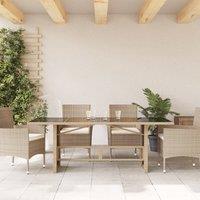 Berkfield Home Garden Table with Glass Top Beige 190x80x74 cm Poly Rattan | Size: 190 x 80 x 74 cm