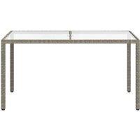 Berkfield Home Garden Table 150x90x75 cm Tempered Glass & Poly Rattan Grey | Size: 150 x 90 x 75 cm