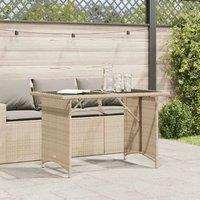 Berkfield Home Garden Table with Glass Top Beige 110x68x70 cm Poly Rattan | Size: 110 x 68 x 70 cm
