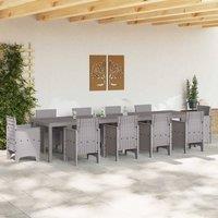 Berkfield Home Garden Table Light Grey 350x100x73 cm Poly Rattan | Size: 350 x 100 x 73 cm