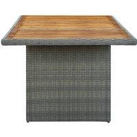 Berkfield Home Garden Table Light Grey Poly Rattan & Solid Acacia Wood