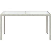 Berkfield Home Garden Table 150x90x75 cm Tempered Glass & Poly Rattan White | Size: 150 x 90 x 75 cm