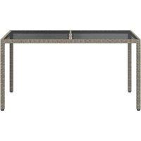 Berkfield Home Garden Table 150x90x75 cm Tempered Glass & Poly Rattan Grey | Size: 150 x 90 x 75 cm