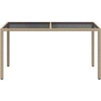 Berkfield Home Garden Table 150x90x75 cm Tempered Glass & Poly Rattan Beige | Size: 150 x 90 x 75 cm