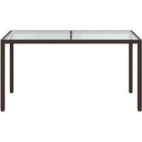 Berkfield Home Garden Table 150x90x75 cm Tempered Glass & Poly Rattan Brown | Size: 150 x 90 x 75 cm