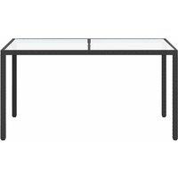 Berkfield Home Garden Table 150x90x75 cm Tempered Glass & Poly Rattan Black | Size: 150 x 90 x 75 cm