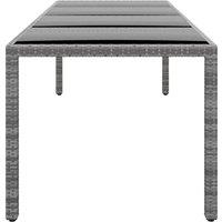 Berkfield Home Garden Table 250x100x75 cm Tempered Glass & Poly Rattan Grey | Size: 250 x 100 x 75 cm