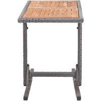 Berkfield Home Garden Table Anthracite Poly Rattan & Solid Acacia Wood in Dark Grey