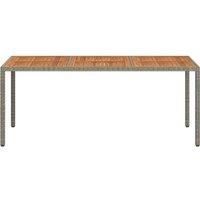 Berkfield Home Garden Table 190x90x75 cm Poly Rattan & Acacia Wood Grey | Size: 190 x 90 x 75 cm