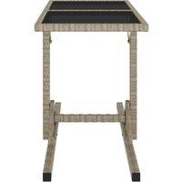 Berkfield Home Garden Table Beige 110x53x72 cm Glass & Poly Rattan | Size: 110 x 53 x 72 cm