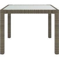 Berkfield Home Garden Table 90x90x75 cm Tempered Glass & Poly Rattan Grey | Size: 90 x 90 x 75 cm