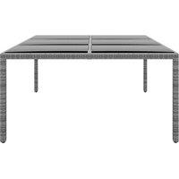 Berkfield Home Garden Table 200x150x75 cm Tempered Glass & Poly Rattan Grey | Size: 200 x 150 x 75 cm