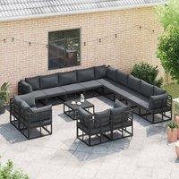 Berkfield Home Garden Sofa Set 14 pcs Black 70 x 70 x 32 cm Aluminium