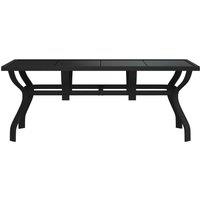 Berkfield Home Garden Table Black 180x80x70 cm Steel & Glass | Size: 180 x 80 x 70 cm