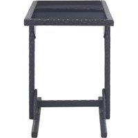 Berkfield Home Garden Table Black 110x53x72 cm Glass & Poly Rattan | Size: 110 x 53 x 72 cm