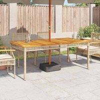 Berkfield Home Garden Table Beige 180x90x75 cm Poly Rattan Acacia Wood | Size: 180 x 90 x 75 cm