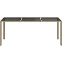 Berkfield Home Garden Table Beige 190x90x75 cm Tempered Glass & Poly Rattan | Size: 190 x 90 x 75 cm