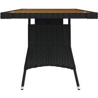 Berkfield Home Garden Table Black 160x70x72 cm Poly Rattan & Solid Acacia Wood | Size: 160 x 70 x 72 cm