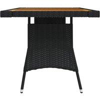 Berkfield Home Garden Table Black 130x70x72 cm Poly Rattan & Solid Acacia Wood | Size: 130 x 70 x 72 cm