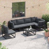 Berkfield Home Garden Sofa Set with Cushion with Pillow 6 pcs Black Aluminium