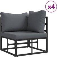 Berkfield Home Garden Sofa Set with Cushion with Pillow 10 pcs Black Aluminium