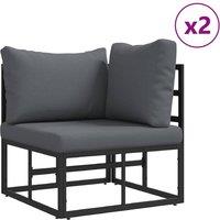 Berkfield Home Garden Sofa Set with Cushion with Pillow 6 pcs Black Aluminium