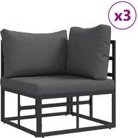 Berkfield Home Garden Sofa Set with Cushion with Pillow 7 pcs Black Aluminium